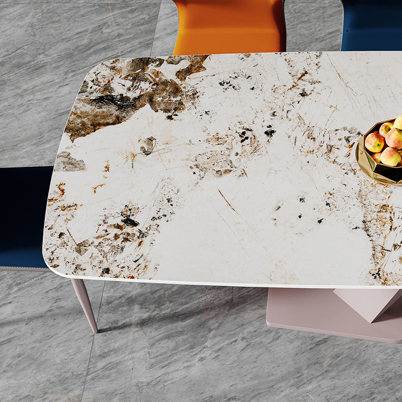 Nordic Glam Rectangle Sintered Stone Dining Table Set 1/4/5/6/7 Pieces Dining Set