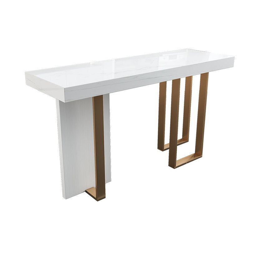 Modern Bar Table 42-inch Height White Artificial Marble Top and Metal Base Bistro Table