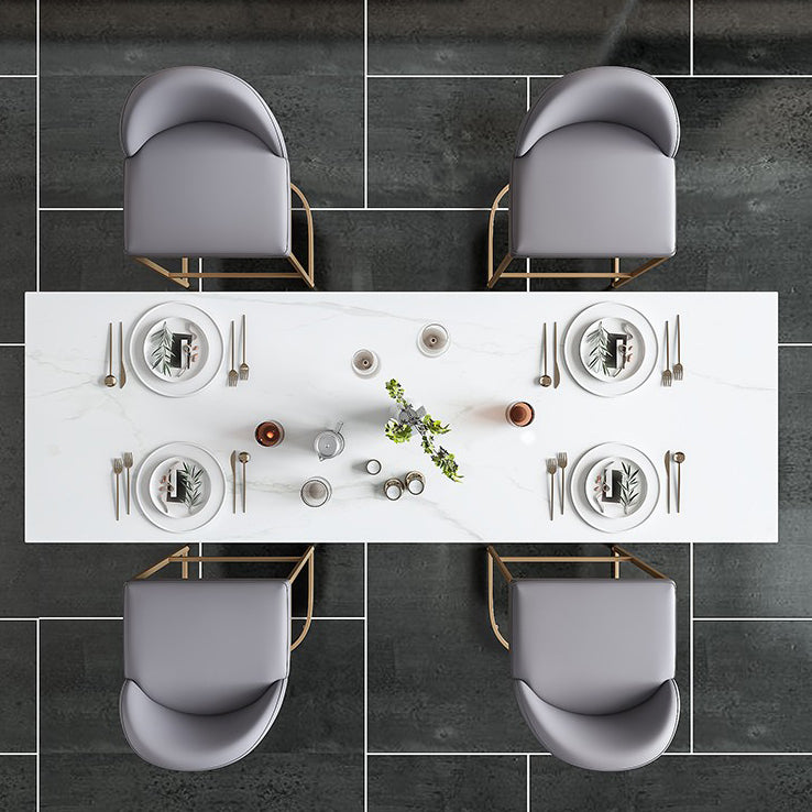 Modern Bar Table 42-inch Height White Artificial Marble Top and Metal Base Bistro Table