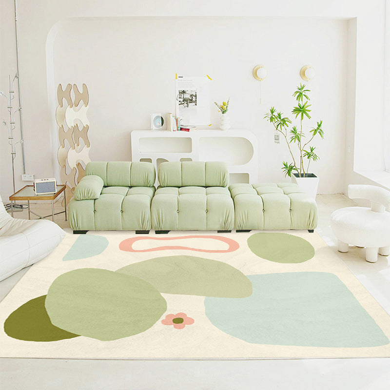 Abstract Pattern Living Room Rug Color Block Carpet Polyester Washable Area Rug