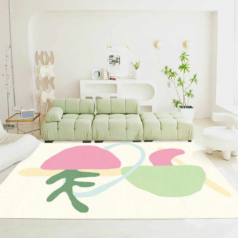 Abstract Pattern Living Room Rug Color Block Carpet Polyester Washable Area Rug