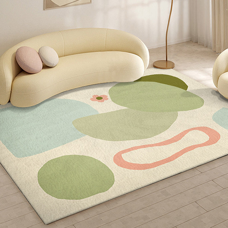 Abstract Pattern Living Room Rug Color Block Carpet Polyester Washable Area Rug