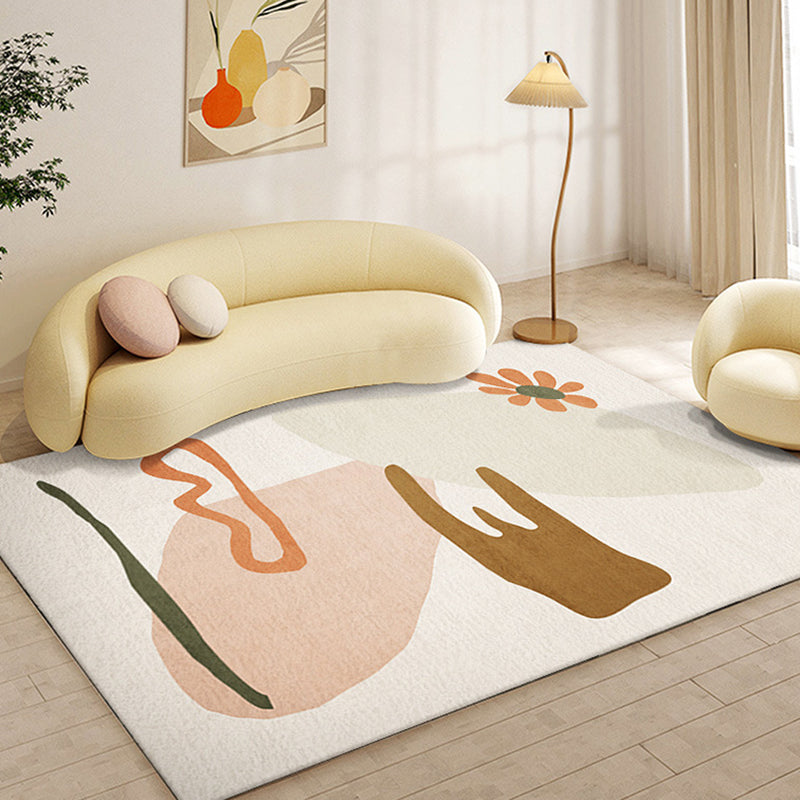 Abstract Pattern Living Room Rug Color Block Carpet Polyester Washable Area Rug