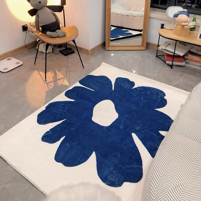 Flower Pattern Soft Rug Rectangle Polyester Loom Rug for Bedroom