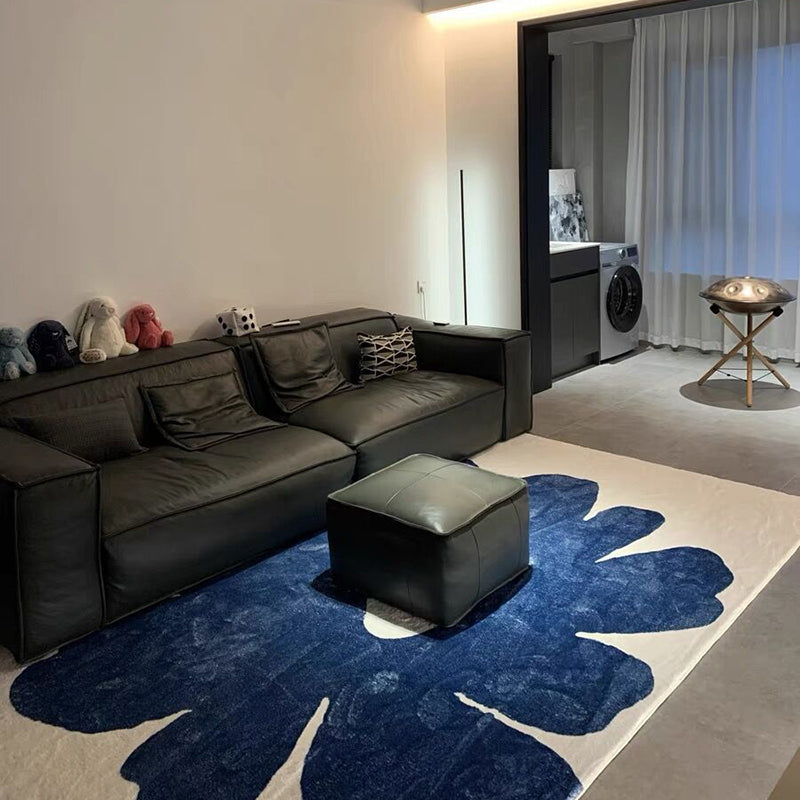 Flower Pattern Soft Rug Rectangle Polyester Loom Rug for Bedroom