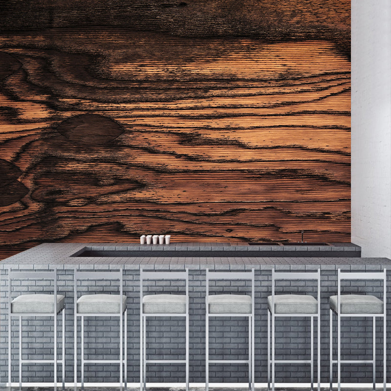 Wood Texture Resistant Mural Wallpaper Environment Friendly Sleeping Room Wall Mural