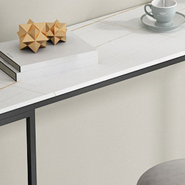 White Top Bar Table Traditional Luxury Rectangle Bar Table with Trestle Base