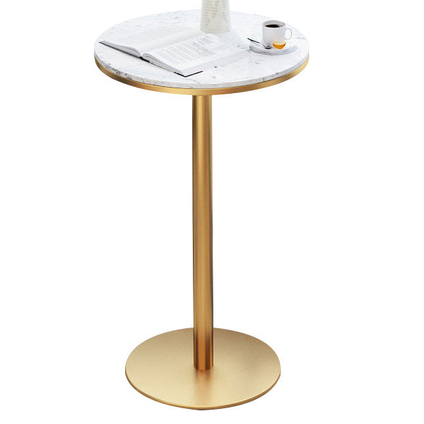 White Stone Bar Table Traditional Luxury Bar Table with Gold Base