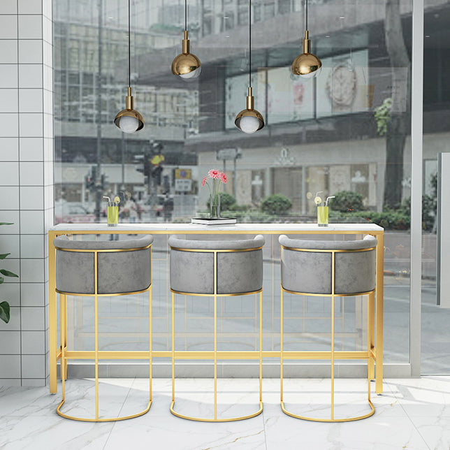 White Stone Bar Table Traditional Luxury Bar Table with Gold Base