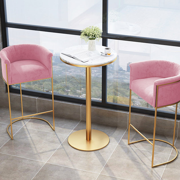 White Stone Bar Table Traditional Luxury Bar Table with Gold Base