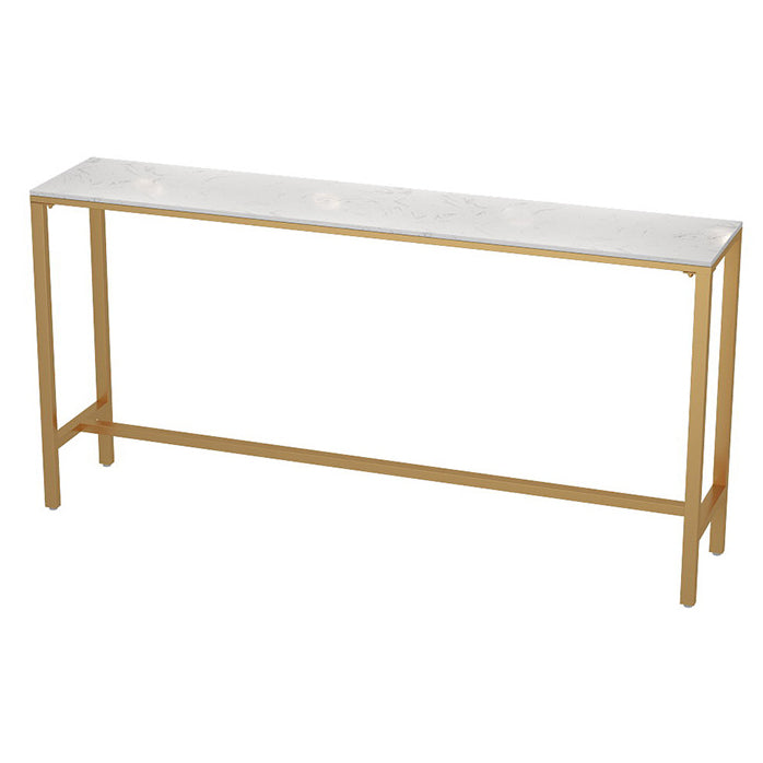 White Stone Bar Table Traditional Luxury Bar Table with Gold Base