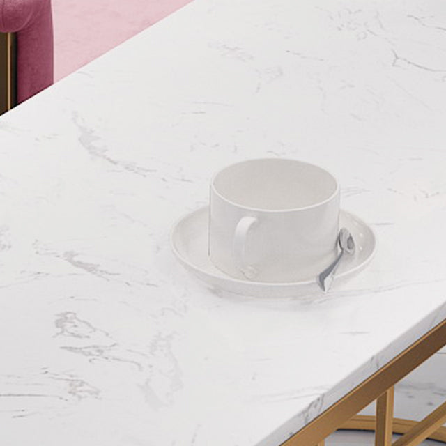 White Stone Bar Table Traditional Luxury Bar Table with Gold Base