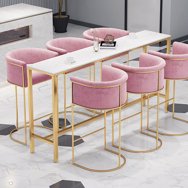 White Stone Bar Table Traditional Luxury Bar Table with Gold Base