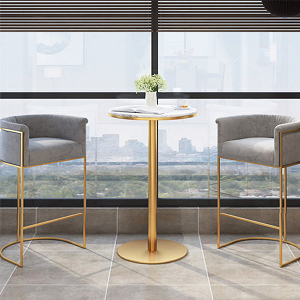 White Stone Bar Table Traditional Luxury Bar Table with Gold Base