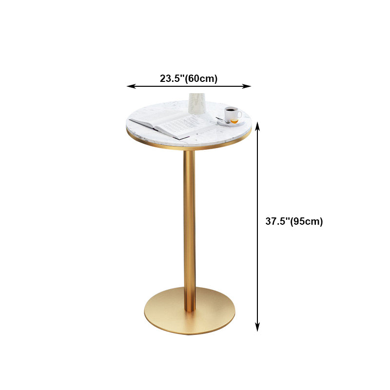White Stone Bar Table Traditional Luxury Bar Table with Gold Base