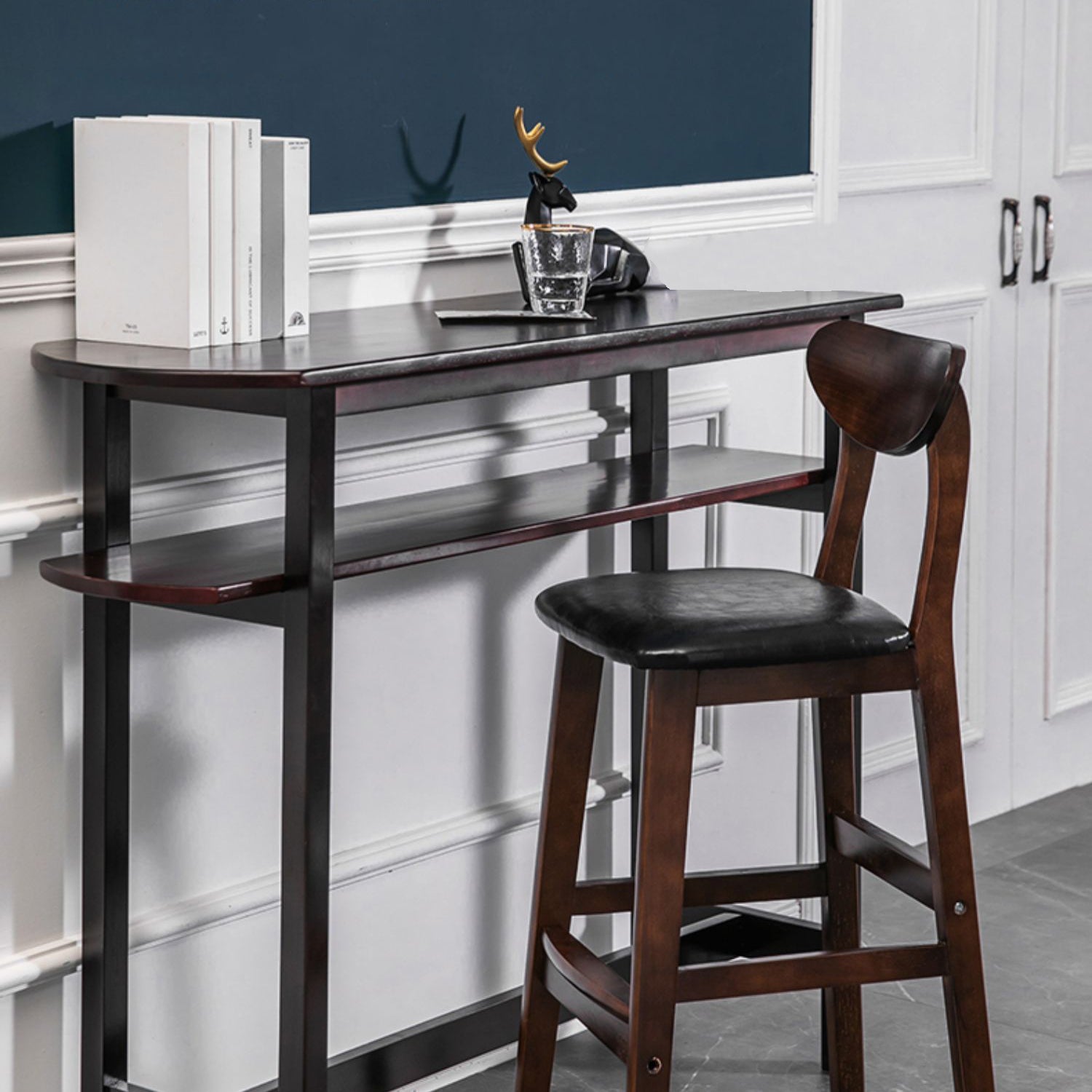 Scandinavian Matte Finish Upholstered Counter Height Stool Home Solid Wood Bar Stool