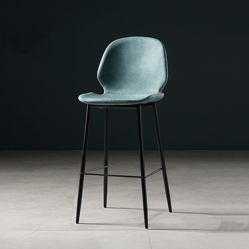 Scandinavian Matte Finish Leather Barstool Footrest Coffee Shop Stool