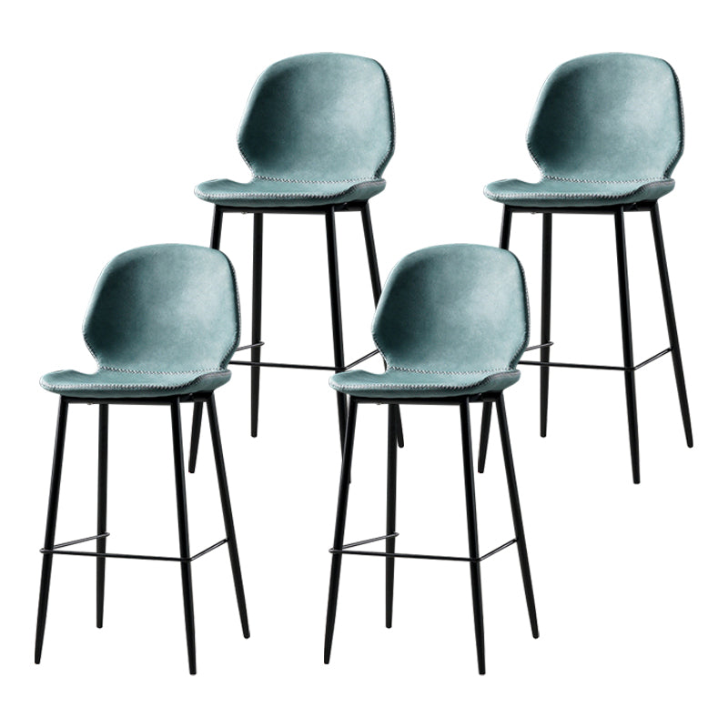 Scandinavian Matte Finish Leather Barstool Footrest Coffee Shop Stool