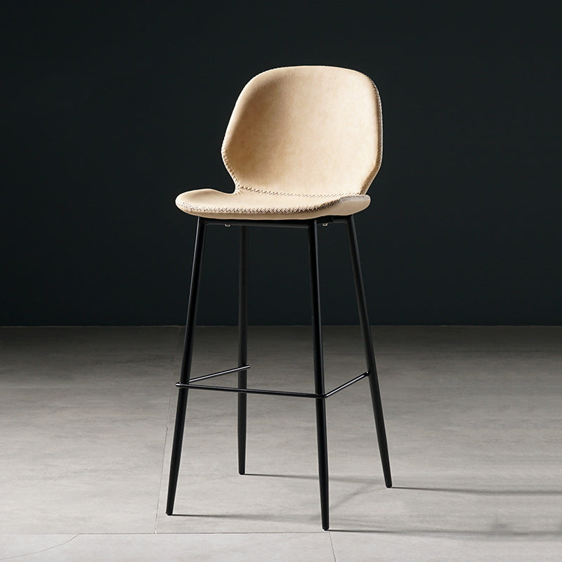 Scandinavian Matte Finish Leather Barstool Footrest Coffee Shop Stool