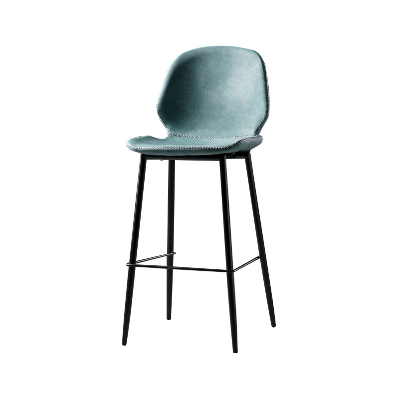Scandinavian Matte Finish Leather Barstool Footrest Coffee Shop Stool