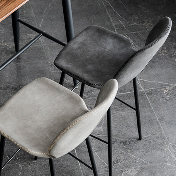 Scandinavian Matte Finish Leather Barstool Footrest Coffee Shop Stool