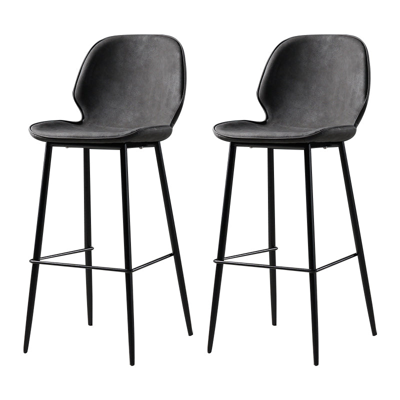 Scandinavian Matte Finish Leather Barstool Footrest Coffee Shop Stool
