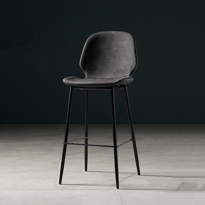 Scandinavian Matte Finish Leather Barstool Footrest Coffee Shop Stool