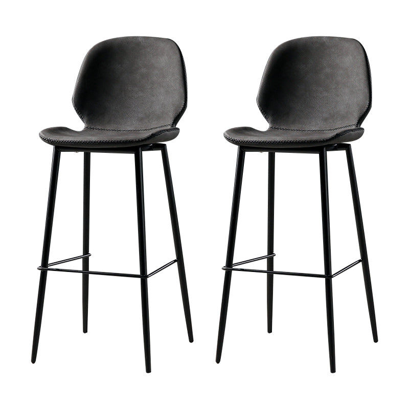 Scandinavian Matte Finish Leather Barstool Footrest Coffee Shop Stool