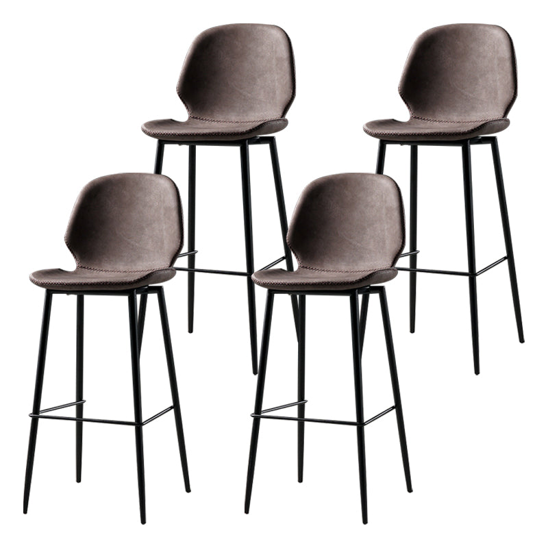 Scandinavian Matte Finish Leather Barstool Footrest Coffee Shop Stool