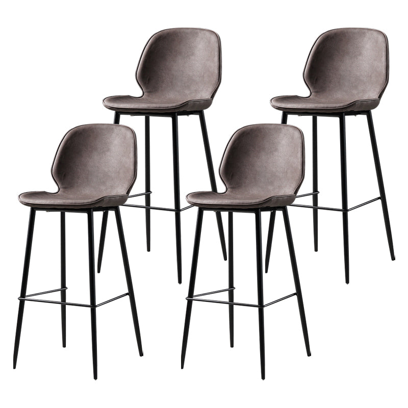 Scandinavian Matte Finish Leather Barstool Footrest Coffee Shop Stool