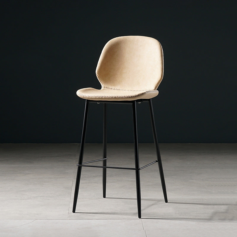 Scandinavian Matte Finish Leather Barstool Footrest Coffee Shop Stool