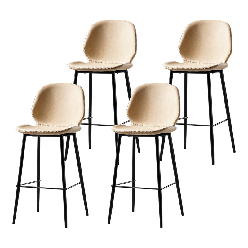 Scandinavian Matte Finish Leather Barstool Footrest Coffee Shop Stool
