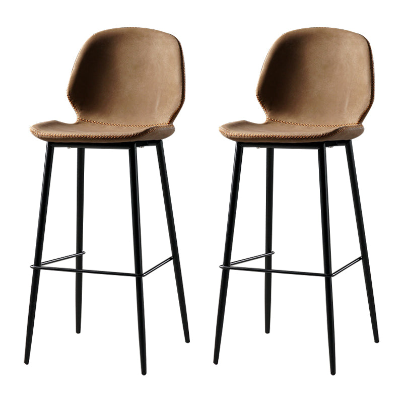 Scandinavian Matte Finish Leather Barstool Footrest Coffee Shop Stool