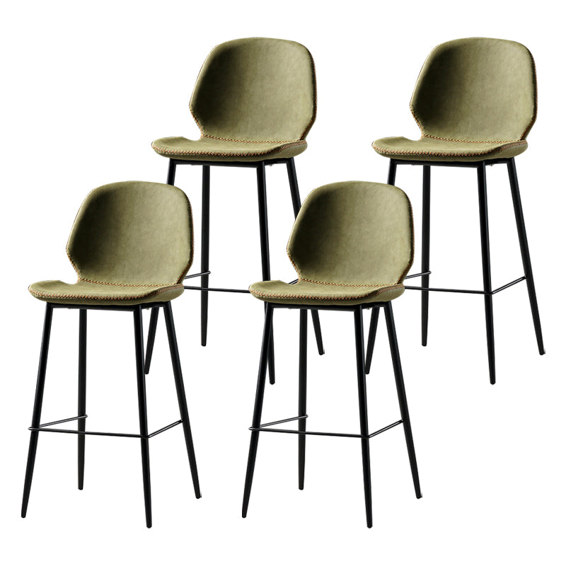 Scandinavian Matte Finish Leather Barstool Footrest Coffee Shop Stool