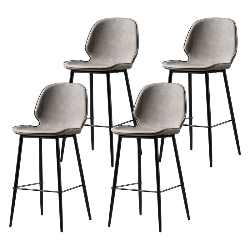 Scandinavian Matte Finish Leather Barstool Footrest Coffee Shop Stool