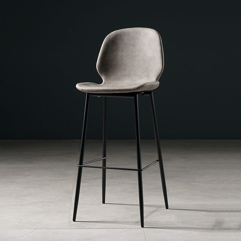 Scandinavian Matte Finish Leather Barstool Footrest Coffee Shop Stool