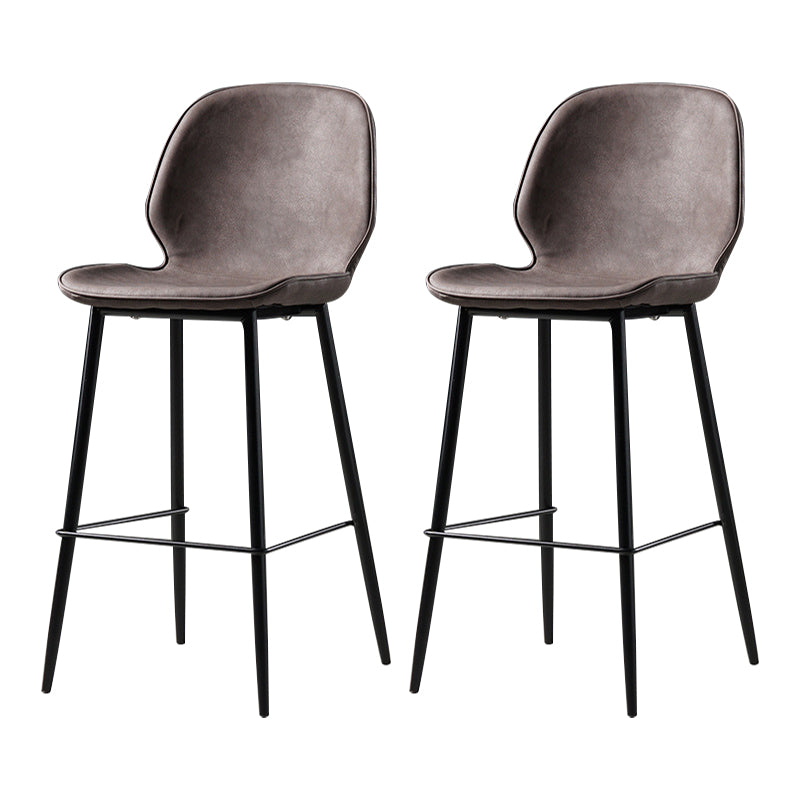 Scandinavian Matte Finish Leather Barstool Footrest Coffee Shop Stool