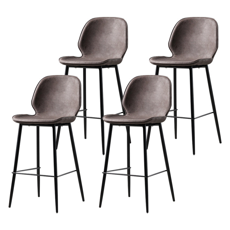 Scandinavian Matte Finish Leather Barstool Footrest Coffee Shop Stool