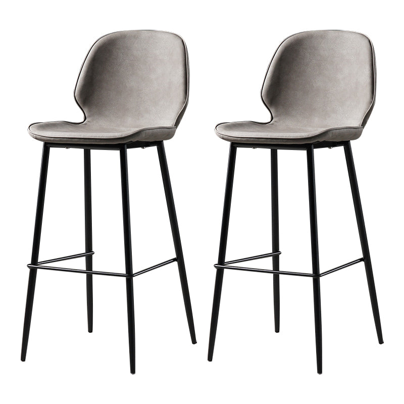 Scandinavian Matte Finish Leather Barstool Footrest Coffee Shop Stool