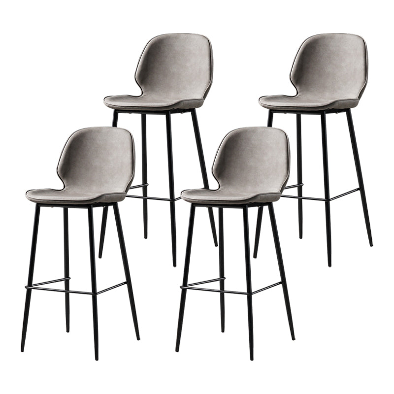 Scandinavian Matte Finish Leather Barstool Footrest Coffee Shop Stool