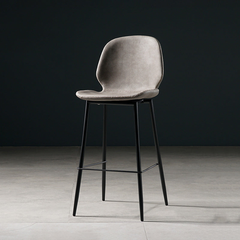 Scandinavian Matte Finish Leather Barstool Footrest Coffee Shop Stool