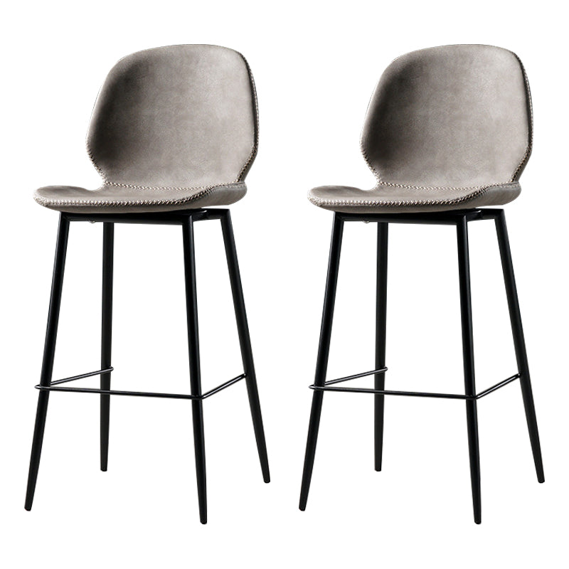 Scandinavian Matte Finish Leather Barstool Footrest Coffee Shop Stool