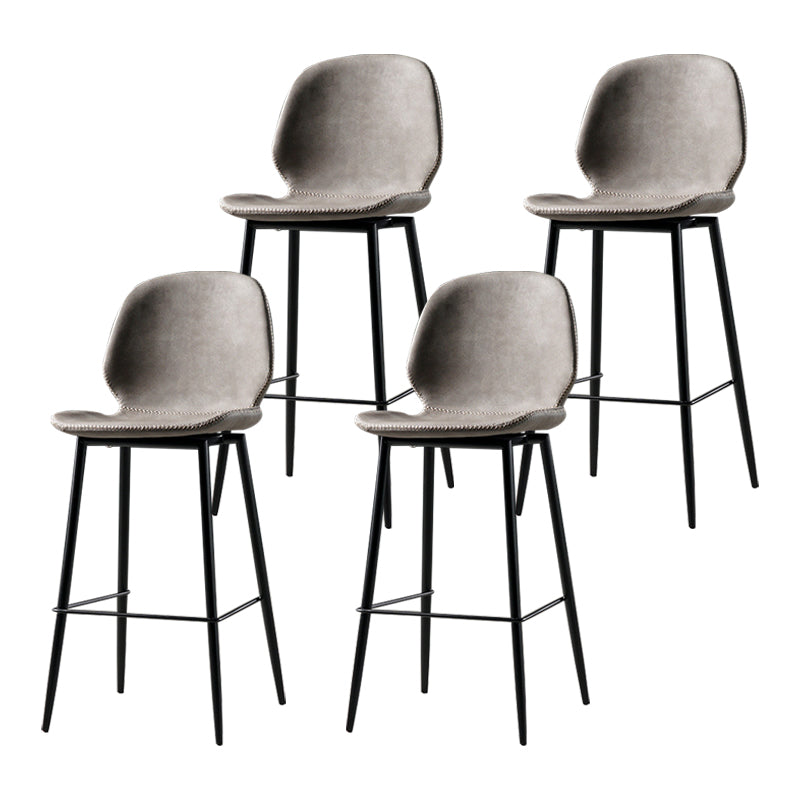 Scandinavian Matte Finish Leather Barstool Footrest Coffee Shop Stool