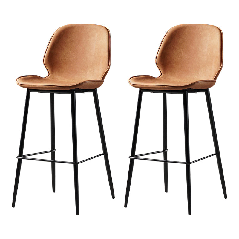 Scandinavian Matte Finish Leather Barstool Footrest Coffee Shop Stool