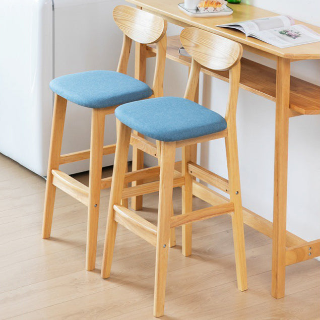 Scandinavian Footrest Solid Wood Bar Stool Low Back Home Stool