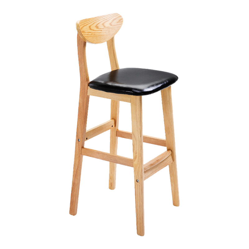 Scandinavian Footrest Solid Wood Bar Stool Low Back Home Stool