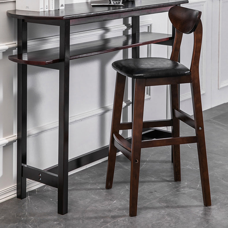 Scandinavian Footrest Solid Wood Bar Stool Low Back Home Stool