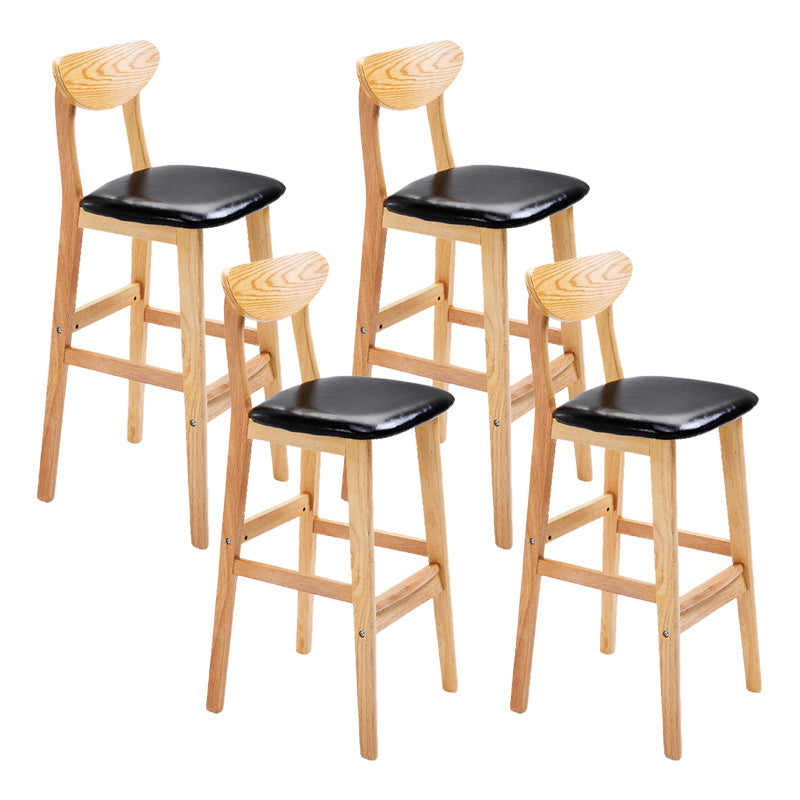 Scandinavian Footrest Solid Wood Bar Stool Low Back Home Stool