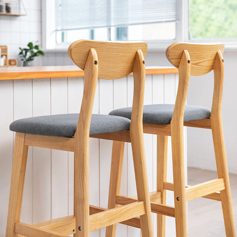 Scandinavian Footrest Solid Wood Bar Stool Low Back Home Stool