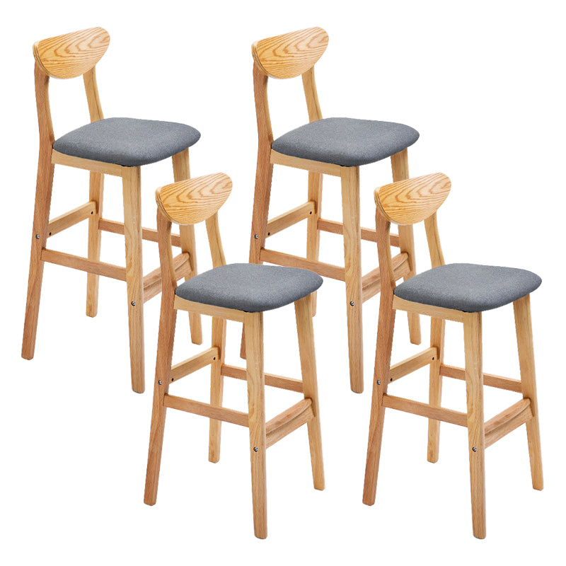 Scandinavian Footrest Solid Wood Bar Stool Low Back Home Stool